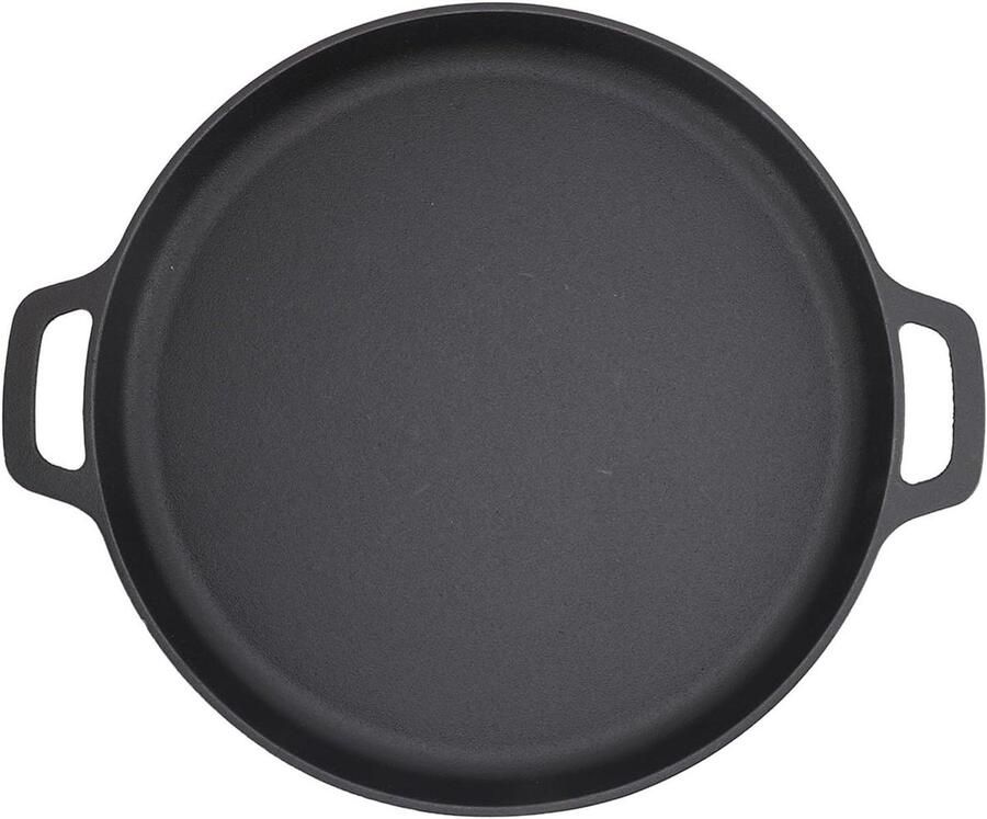 Platte Koekenpan Pannenkoekenpan Gietijzer Pannenkoeken Bakken Verdikt Gietijzer 35 cm Zwart