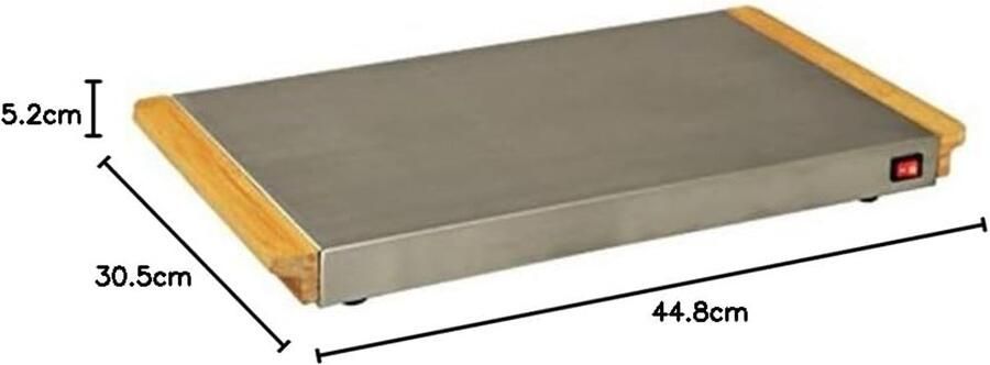 Platte kookplaat Elektrische pan Extra kookruimte Roestvrij staal 44 x 305 cm Zilver