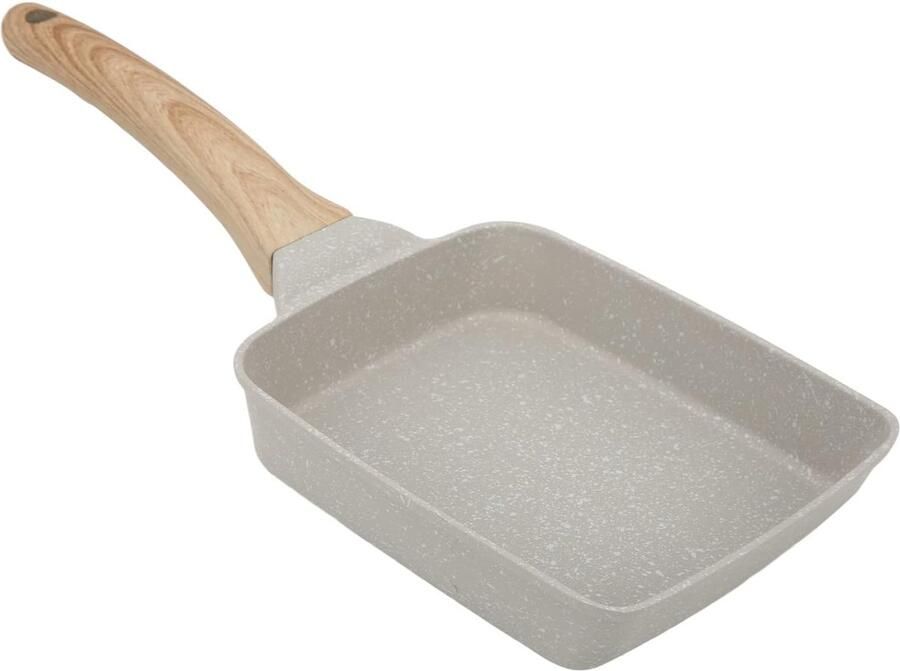 Platte Ontbijtpan Omeletpan Tamagoyaki Gezond Ontbijten Antiaanbaklaag Olievrij Rechthoekig Beige