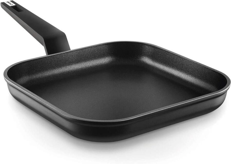 Platte Pan Koekenpan Aluminium Gelijkmatig Bakken Titanium Finish 27 x 27 cm Zwart