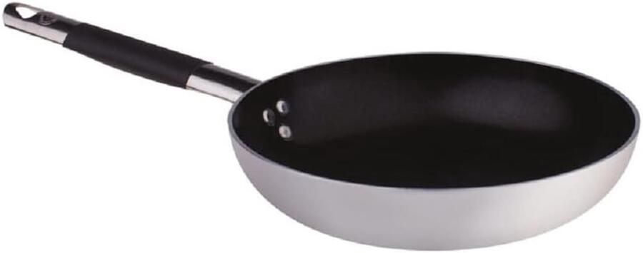 Platte pan Koekenpan aluminium Koken bakken Anti-aanbaklaag 24 cm Zilver
