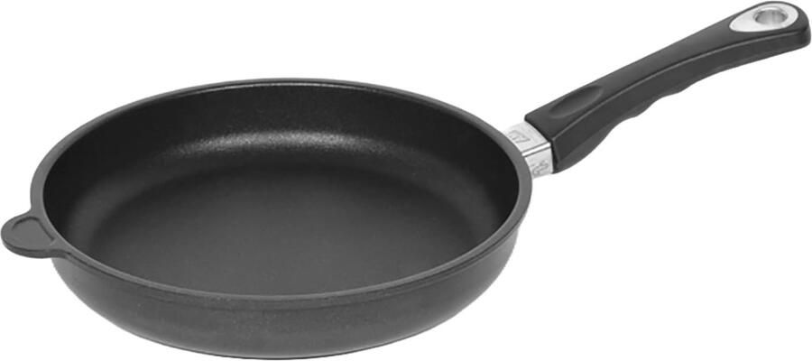 Platte pan Koekenpan inductie Snel bakken Handgegoten aluminium Ø 20 cm Zwart