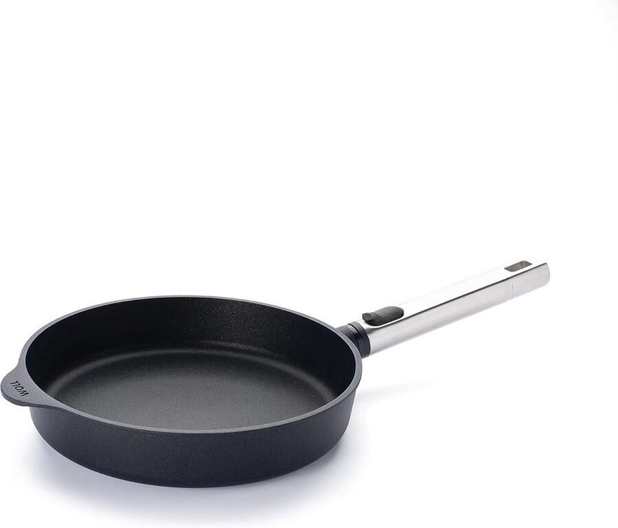 Platte pan Koekenpan inductie Veelzijdig koken Afneembare steel Ø 24 cm Zwart