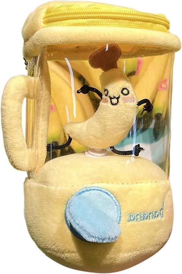 Pluche Blender Knuffel Speelgoed Kinderen Spelen Interactieve Trekkoord 11 x 10 x 17 cm Banaan - Foto 1