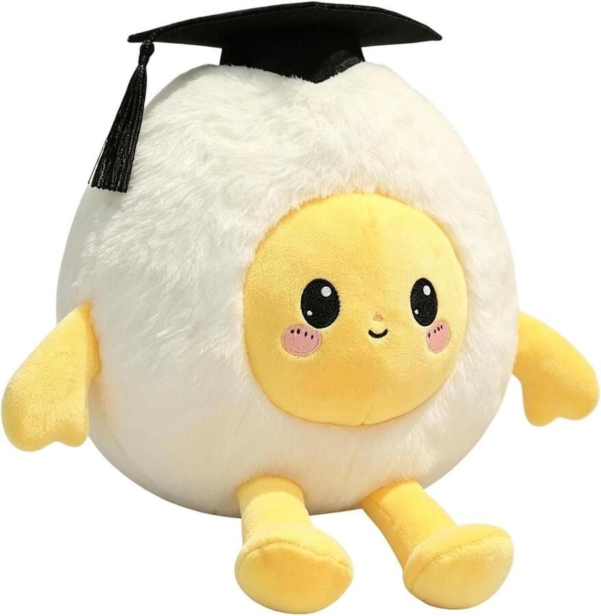 Pluche Ei Kussen Knuffel Ei Decoratie en Comfort Zacht Kristalfluweel 17 cm Geel