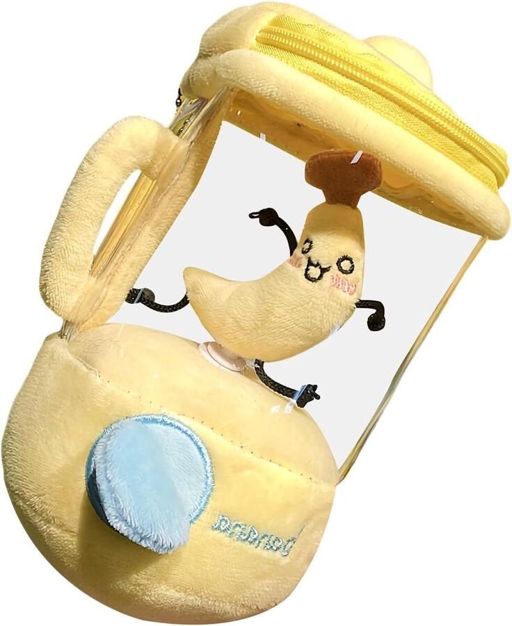 Pluche Speelgoed Zacht Figuur Decoratie en Knuffelen Fruit Blender Vorm 16 cm Geel
