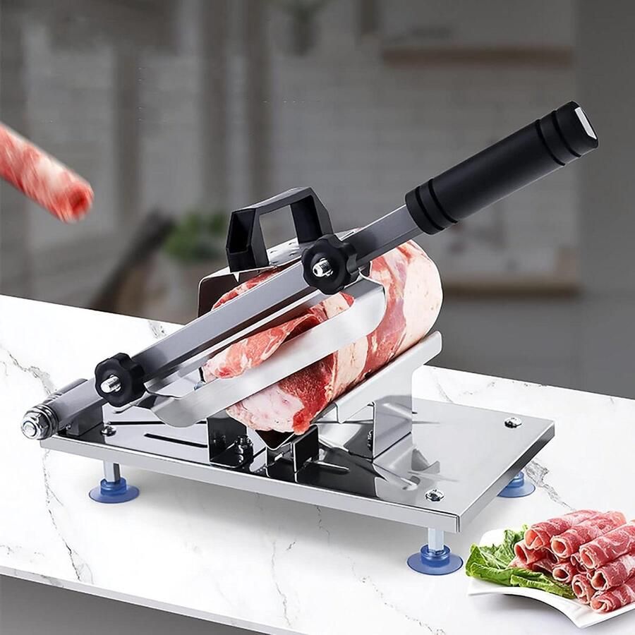 Plus Handmatige Vleessnijder voor Bevroren Vlees Roestvrij Staal Snijmachine voor Rundvlees en Schaap Thuisgebruik in de Keuken