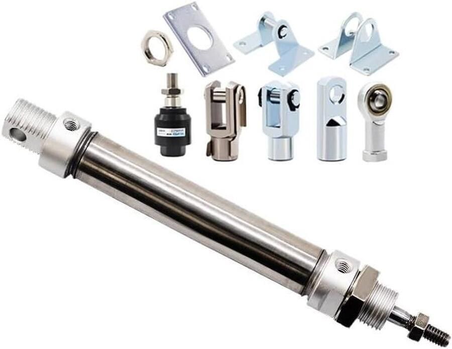 Pneumatische Cilinder Dubbele Actie Industriële Automatisering Roestvrij Staal Zuiger 400 mm Slag Zilverkleurig
