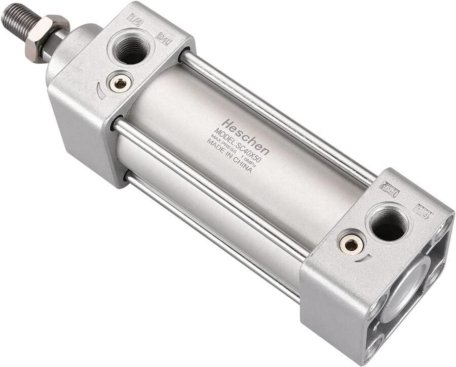 Pneumatische Cilinder Dubbelwerkend Industriële Automatisering Enkele Staaf 40mm Boring 50mm Slag Zilver