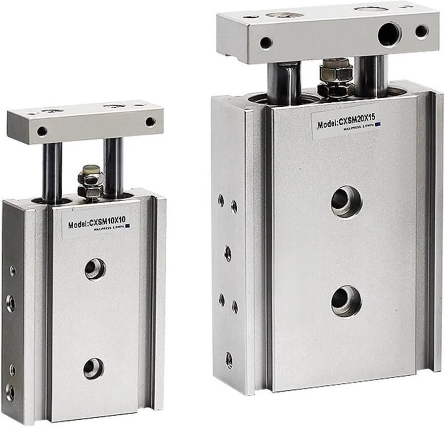 Pneumatische Cilinder Dubbel Werkend Industriële Automatisering Dubbele Stang 20 mm Boring Zilver