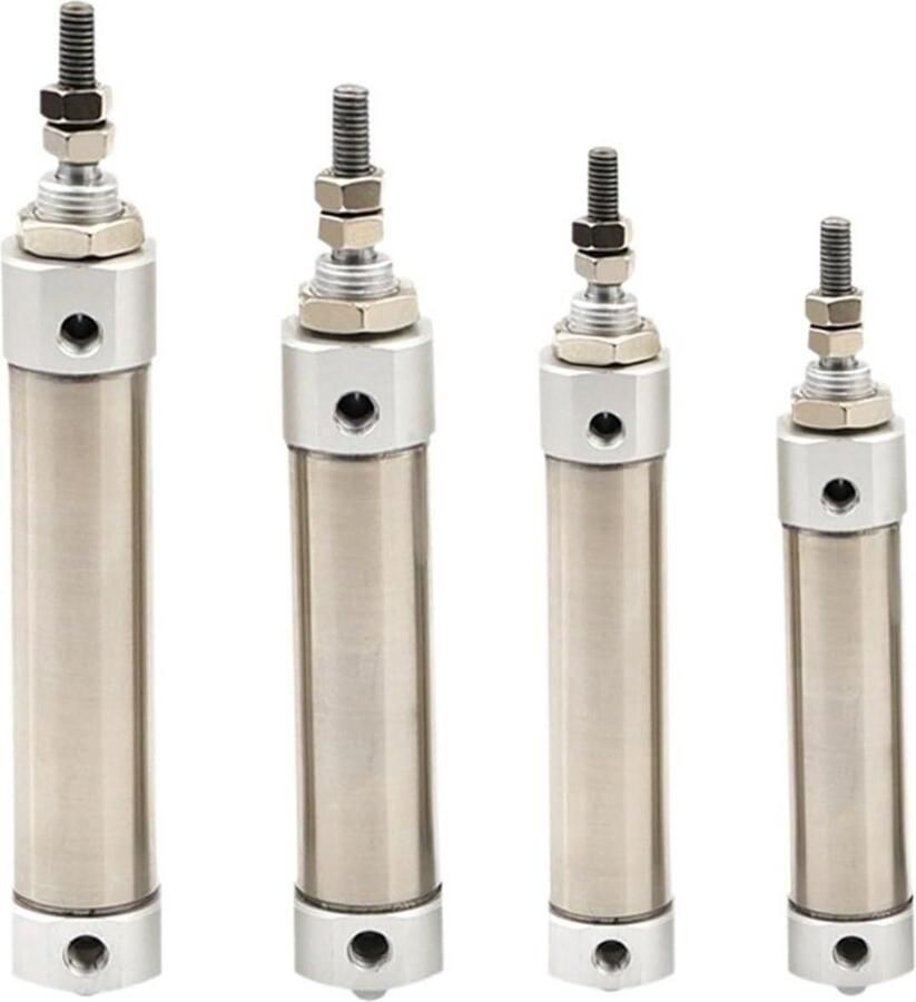 Mini Luchtcilinder Pneumatische Cilinder Automatiseren van Beweging Dubbelwerkend RVS 10mm Boring 50mm Slag Zilverkleurig
