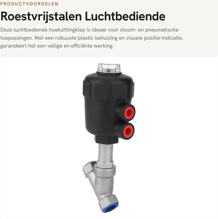 Pneumatische Klep Dailygoods- Stoomklep Roestvrij staal
