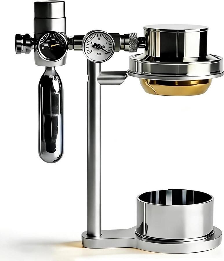 Pneumatische Koffiemachine Espressoapparaat Handmatig Koffie Zetten Thuis 9 Bar Druk 58 mm Zilver