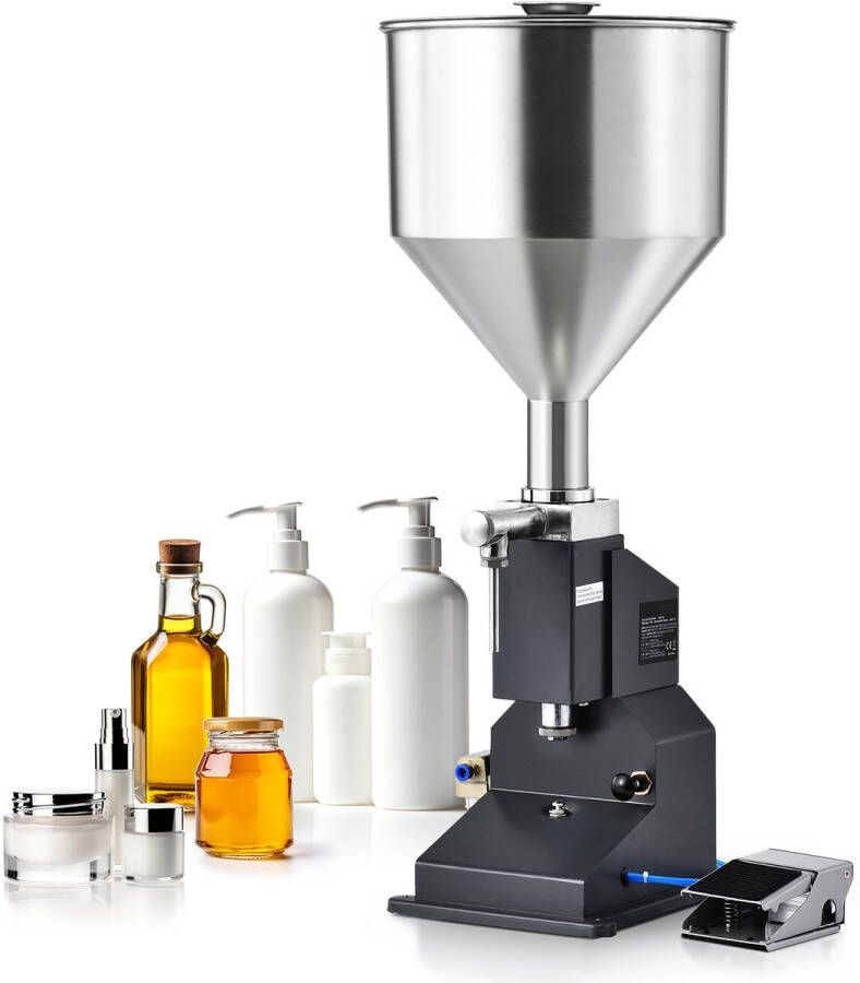 Pneumatische Pastavulmachine 5-50 ml Flesvuller Roestvrijstalen Vloeistofvuller met Pedaal voor Melk Water Sap Etherische Olie Shampoo Cosmetica Honing en Lotion