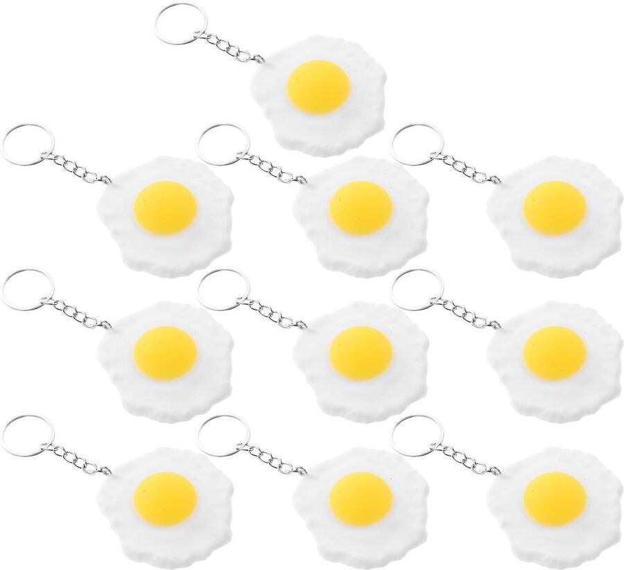 Poached Egg Sleutelhangers Miniatuur Voedsel Decoratie Tassen Versieren Realistisch Ontwerp 10 Stuks Meerkleurig