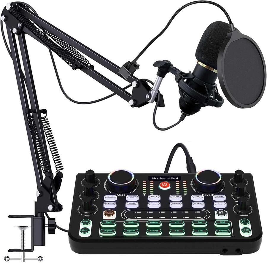 Podcast-apparatuurbundel audio-interface en DJ-mixer en BM-800 condensatormicrofoon studio-apparatuur met fantoomvoeding individueel kanaalontwerp streaming voice-over zingen pcenz