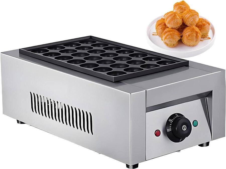 Poffertjes Maker Mini Pancake Grill Ontbijt Snacks Maken Snelle Gelijkmatige Verwarming 28 Holtes Zilver