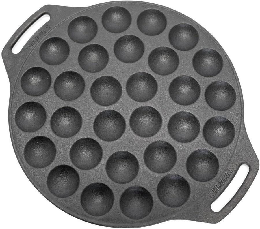 Gietijzeren Poffertjes Pan Mini Pannenkoeken Pan Authentieke Poffertjes Maken Gelijkmatige Warmteverdeling 32 cm Diameter Zwart