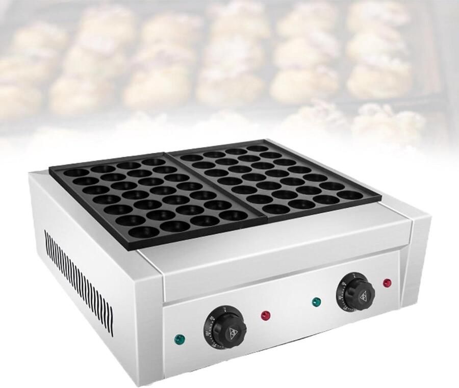 Poffertjesapparaat Elektrisch Mini Pancake Maker Horeca ie Snel Opwarmen 52x30x20 cm Zilver