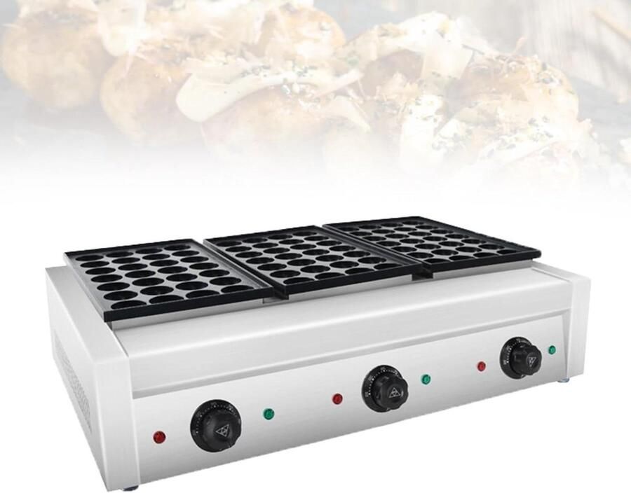 Poffertjesapparaat Mini Pancake Maker Professioneel Bakken Hoge Capaciteit 84 Stuks Zilver
