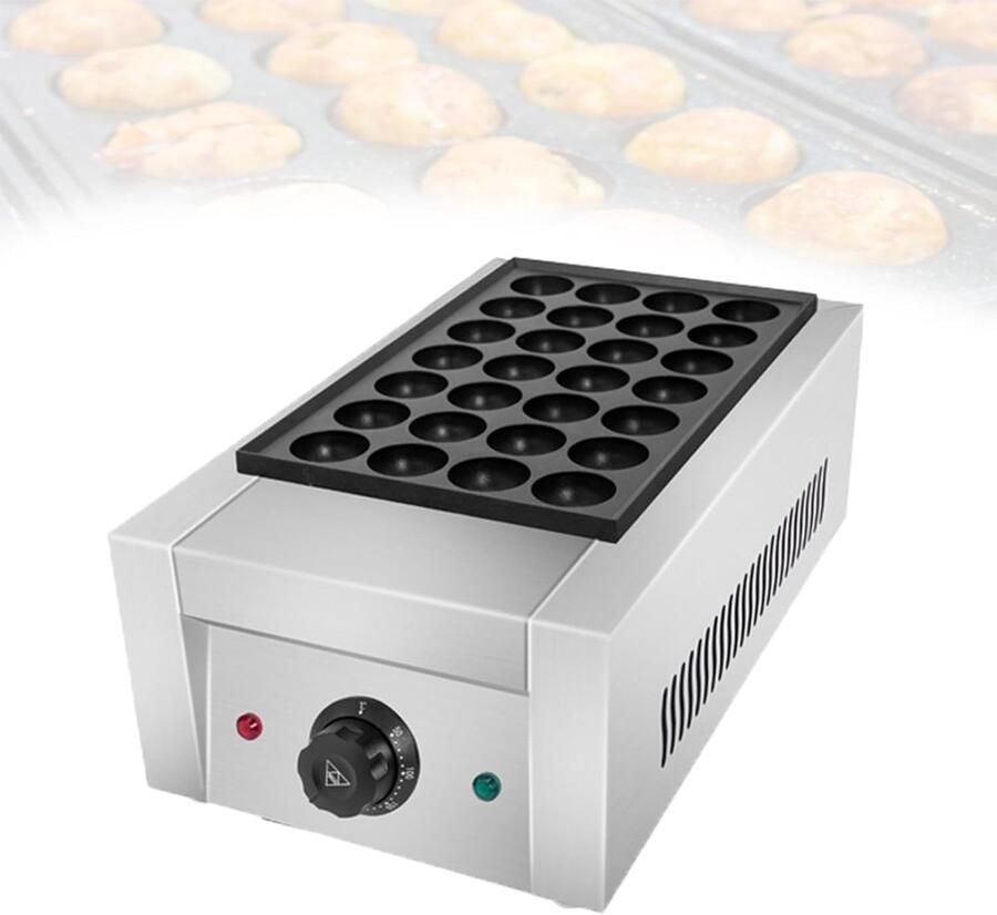 Poffertjesapparaat Mini Pancake Maker Zoete Gebakjes Maken Instelbare Temperatuur 52x30x20 cm Zilver