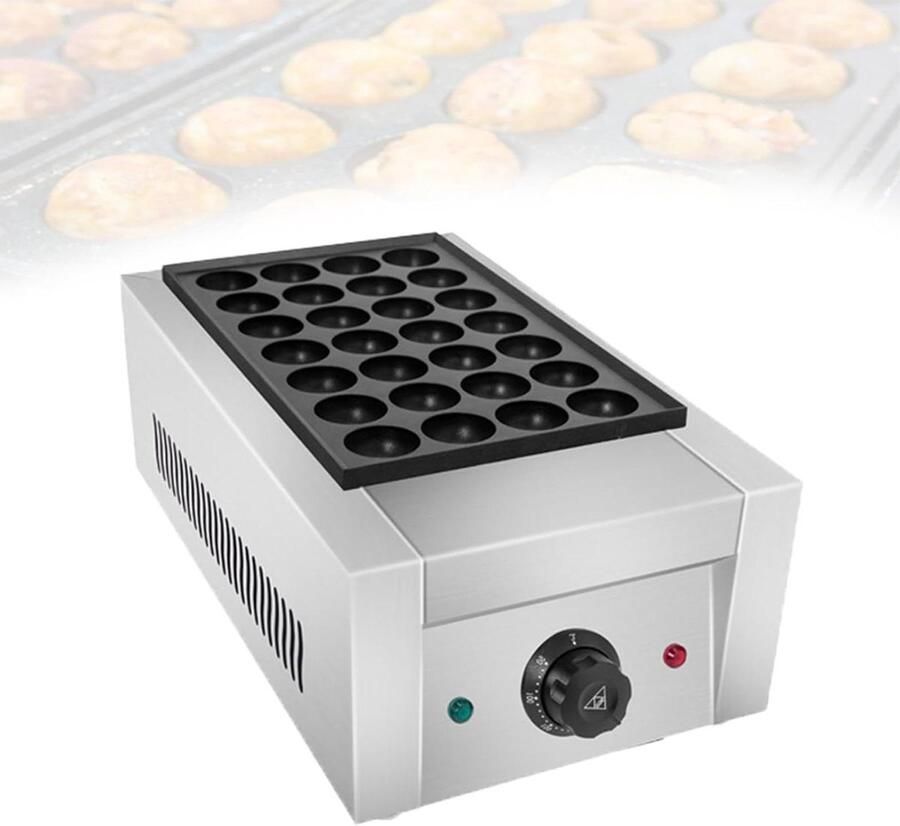 Poffertjesapparaat Professioneel Mini Pancake Maker Zoete Gebakjes Maken Instelbare Temperatuur 52x30x20 cm Zilver