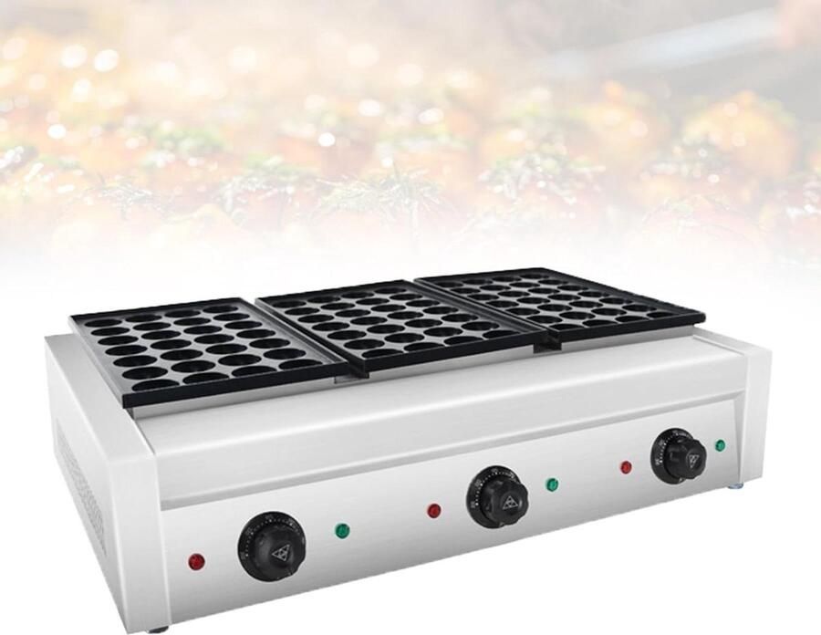 Poffertjesmachine Apparaat Pan Professioneel Bakken Dubbele Verwarmingszones 84 Stuks Zilver