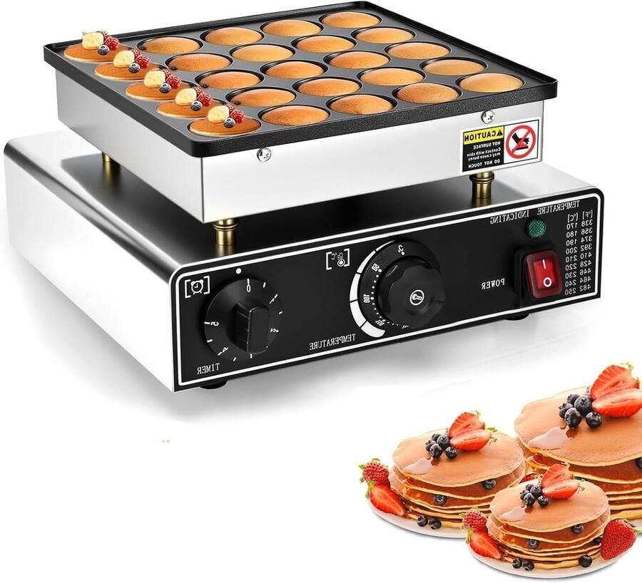 Poffertjesmaker Elektrisch Mini Pannenkoeken Thuis Bakken 25 Stuks Tegelijk 850 Watt Zwart