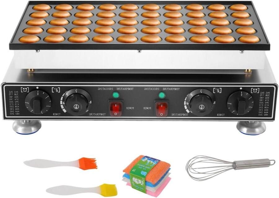 Poffertjesmaker Elektrisch Mini Pannenkoekenmaker Desserts Maken 50 Gaten 45 mm Diameter Zwart