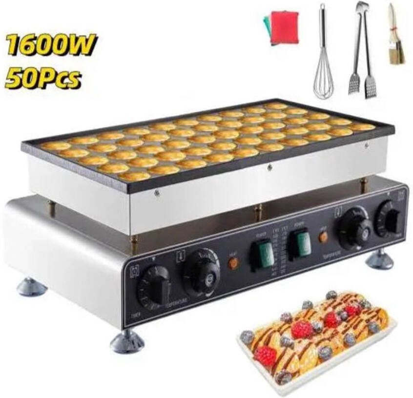 Poffertjesmaker Poffertjespan Inductie Poffertjespan Elektrisch Wafelijzer Wafelmaker 50 Stuks Wafel- en Dorayaki Machine voor Perfecte Snacks