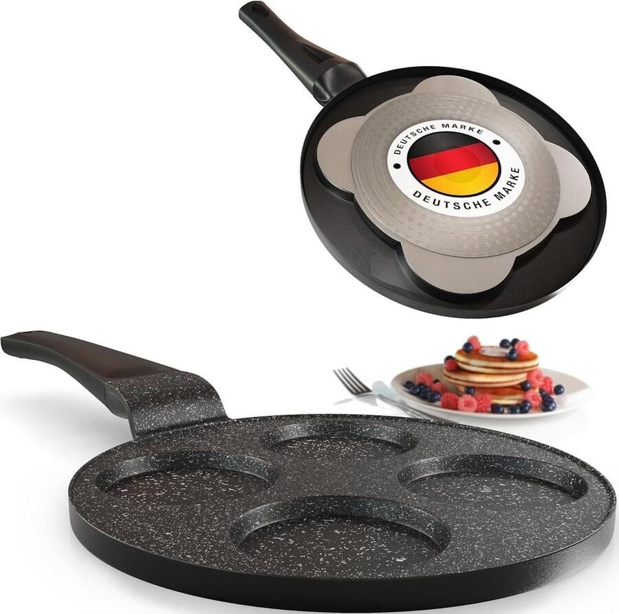 Poffertjesmaker Zwart 26 cm Anti-aanbaklaag Voor Pannenkoeken en Poffertjes