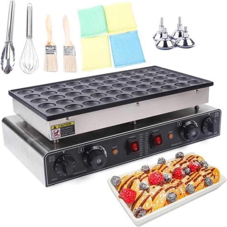 Poffertjesmakers 50 gaten Mini pannenkoekenpan Snelle snacks maken Gelijkmatige verwarming 62 x 24 x 40 cm