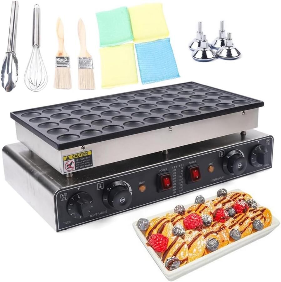 Poffertjesmakers 50 gaten Mini pannenkoekenpan Snelle snacks maken Gelijkmatige verwarming 62 x 24 x 40 cm