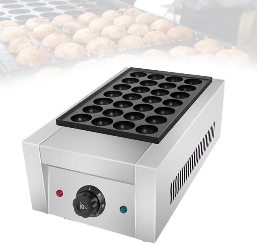 Poffertjespan Elektrisch Mini Pancake Maker Professioneel Bakken Hoge Capaciteit 84 Poffertjes Zilver