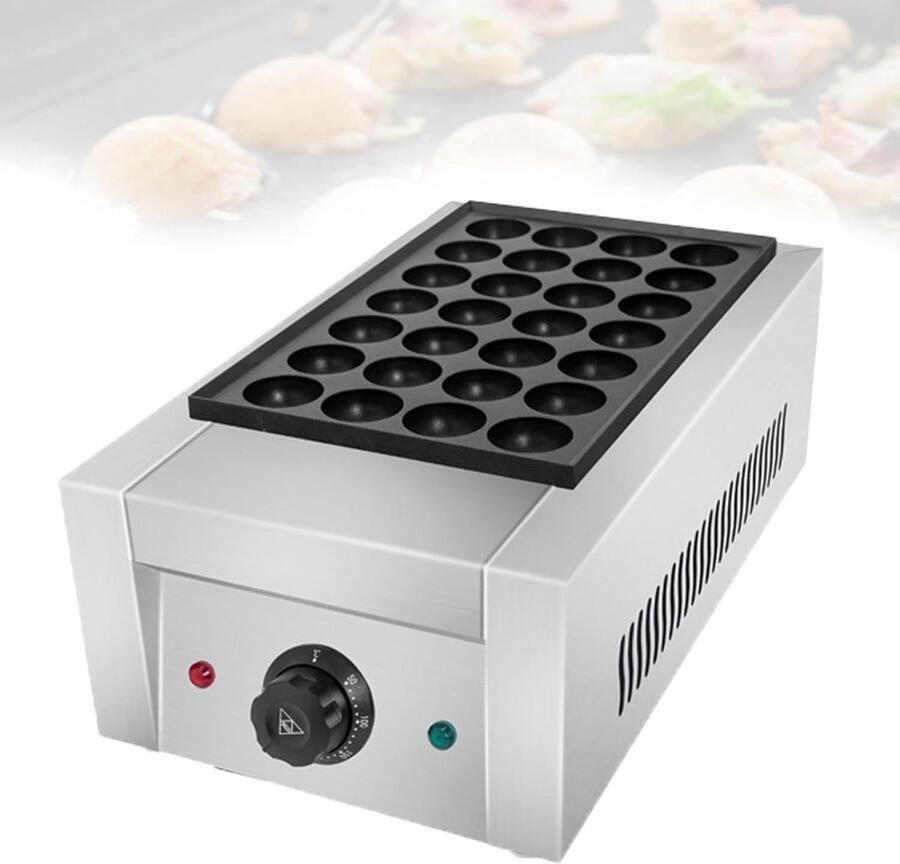 Poffertjespan Elektrisch Mini Pancake Maker Snacks Maken Geavanceerde Thermische Technologie 52x30x20 cm Zilver