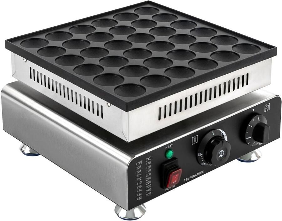 Poffertjespan Elektrische Poffertjes maker- Poffertjes 36 stuks tot 300 graden 900W