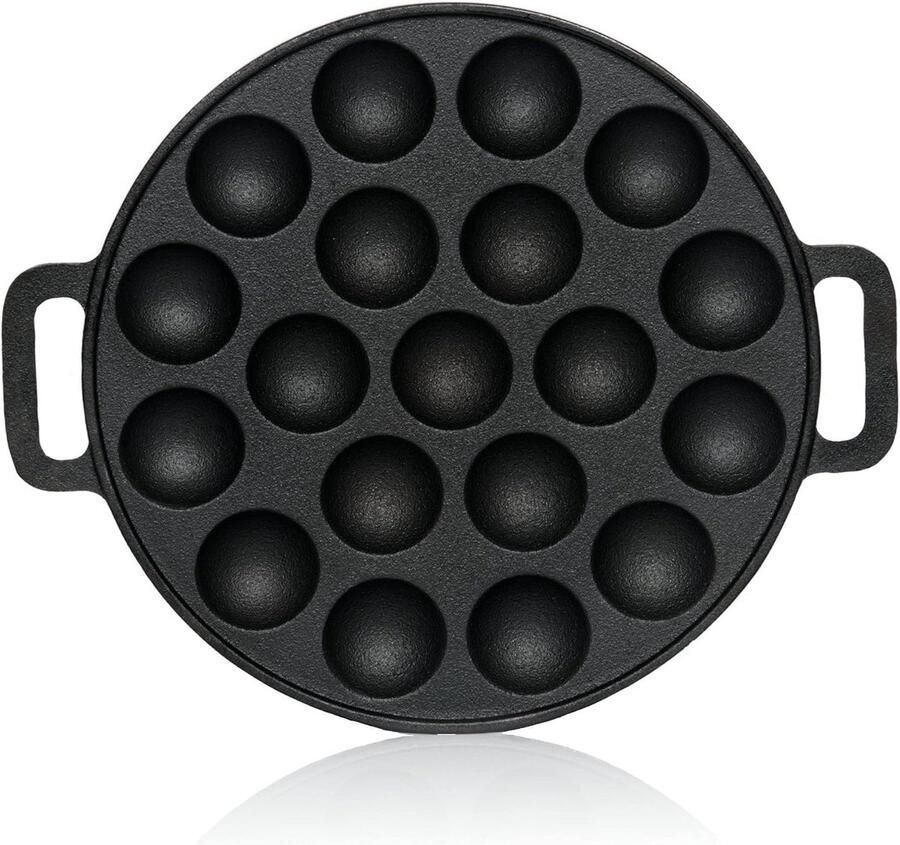 Poffertjespan Gietijzer Pannenkoekenpan Mini Kleine Pannenkoekjes Maken 19 Vormpjes Tegelijk Ø 24 cm Zwart