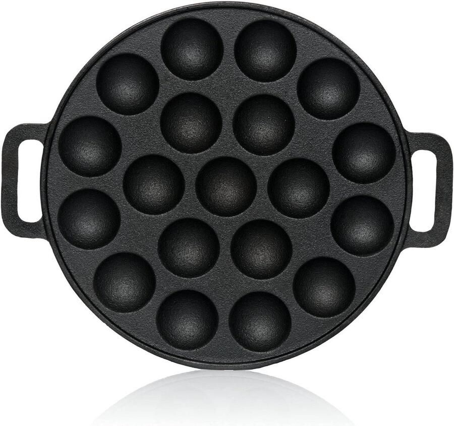 Poffertjespan Gietijzer Mini Pannenkoeken Pan Kleine Snacks Maken Voor 19 Stuks Tegelijk Ø 24 cm Zwart
