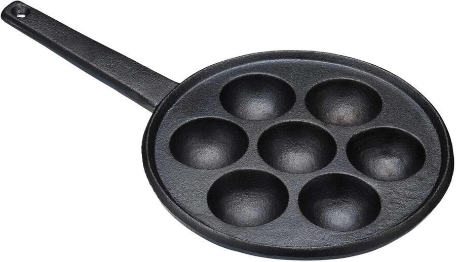 Poffertjespan Gietijzer Pannenkoekenpan Deens Kleine Pannenkoeken Maken Natuurlijk Antiaanbaklaag 205 cm Zwart