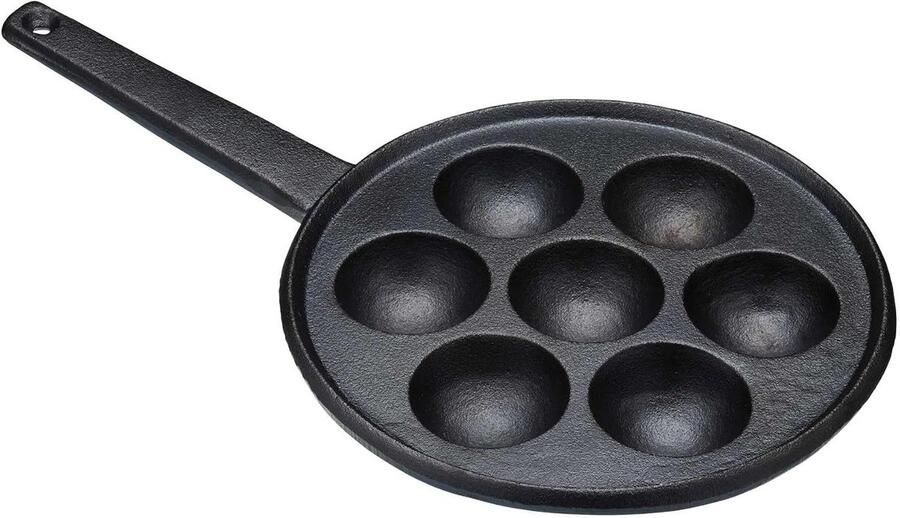 Poffertjespan Gietijzer Pannenkoekenpan Rond Lekkere Snacks Maken Maakt Zeven Stuks 205 cm Diameter Zwart
