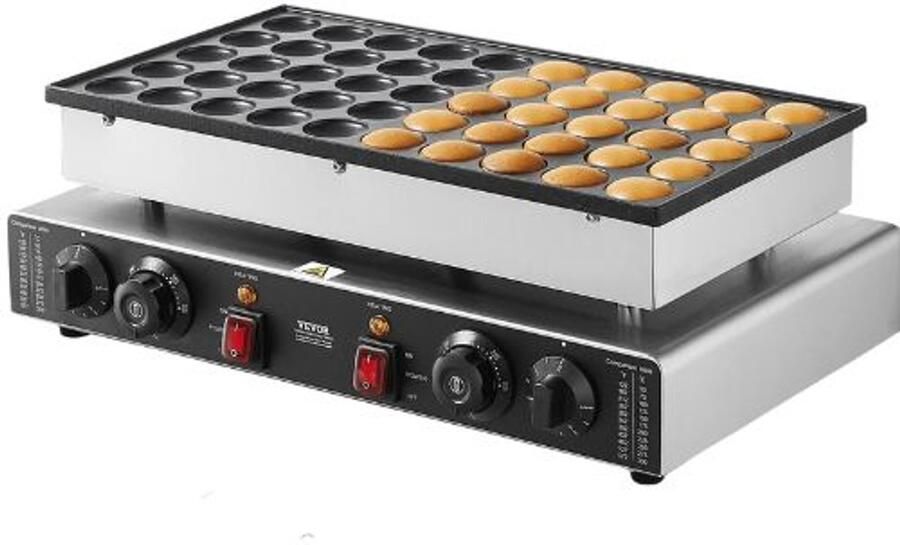 Poffertjespan Poffertjes pan Elektrisch 50 stuks Feesten Dubbele temperatuur regulering Bakplaat Anti aanbak