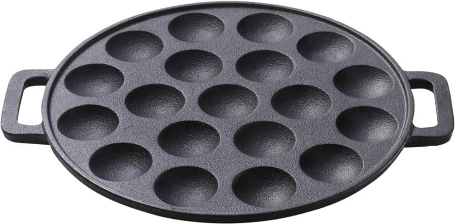Gietijzeren Pan Koekenpan Poffertjes Bakken Natuurlijke Antiaanbaklaag 24 cm Zwart
