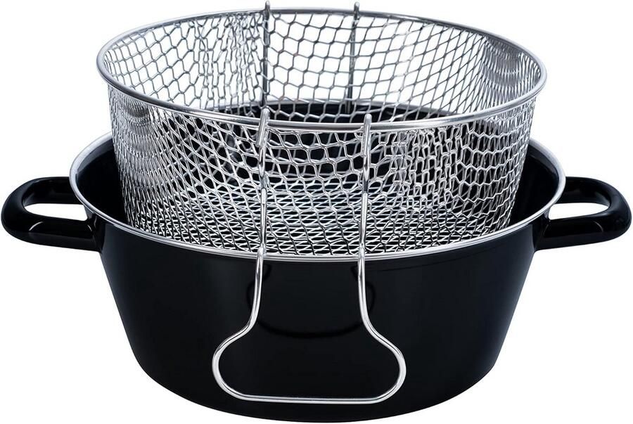 Pommes-frites pan met inzetstuk Zwart Emaille 24 cm