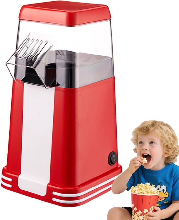 Popcorn Machine Snack Maker Thuis Films Kijken Hete Lucht Technologie Compact Formaat Wit