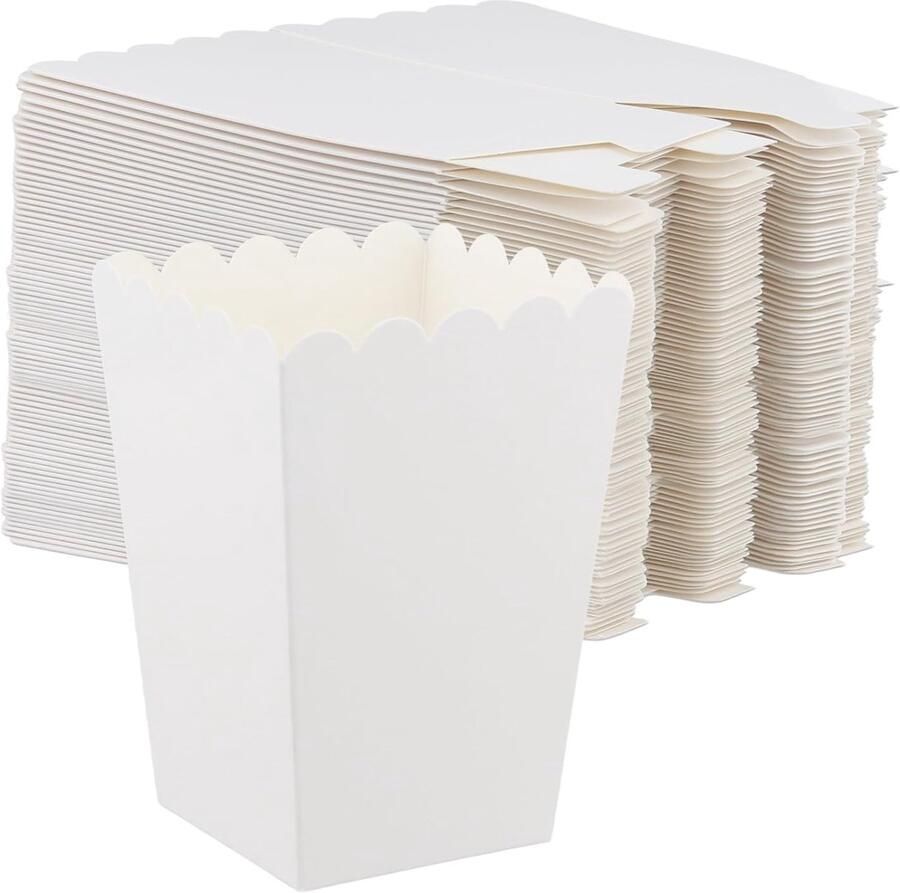 Popcorn Bags Witte Kartonnen Popcorn Tassen Kleine Popcorn Tassen voor Thuisbioscoop Feestjes Filmavond 100 Stuks