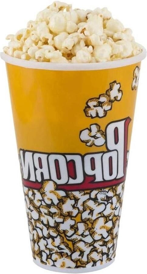 Popcorn Bekers Film Emmer Filmavond Thuis Herbruikbaar Plastic Set van 6 Geel