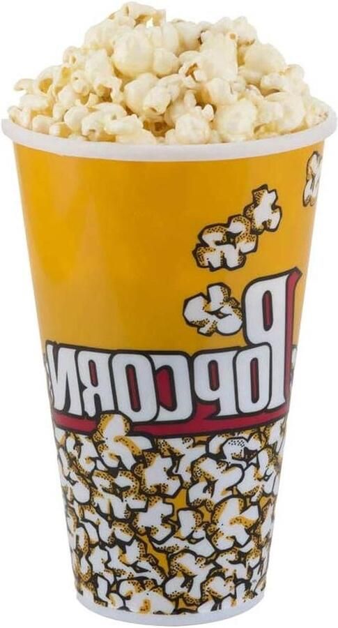 Popcorn Bekers Film Emmer Filmavond Thuis Herbruikbaar Plastic Set van 6 Geel