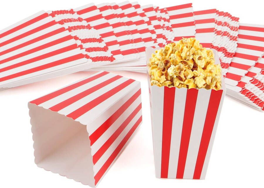 Popcorn Boxes 120 Pieces 11.5 x 7.5 x 5 cm Striped Paper Popcorn Boxes Popcorn Boxes for Movie Night Birthday Party