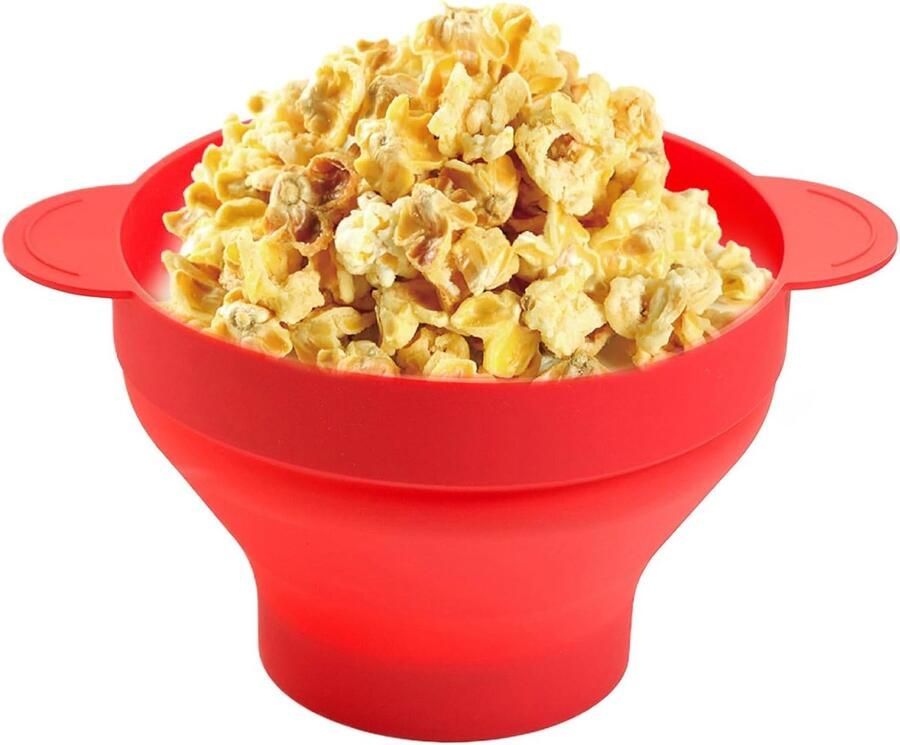 Magnetron Popcorn Schaaltje Siliconen Popper Snacks Maken Opvouwbaar Hittebestendig 24 x 20 x 5 cm Rood