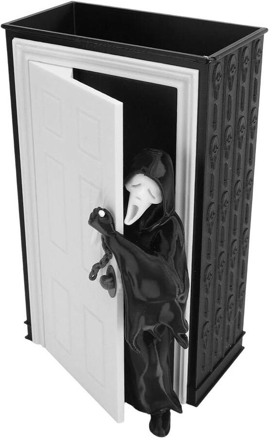 Popcorn Container Spook Emmer Film Avond Uniek Spookontwerp 27x18.5x17 cm Zwart